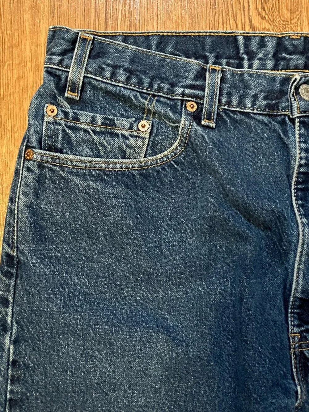 Vtg Levis 505 Regular Fit Jeans Made in USA Dark Wash Denim Mens 38x30 *True 36*